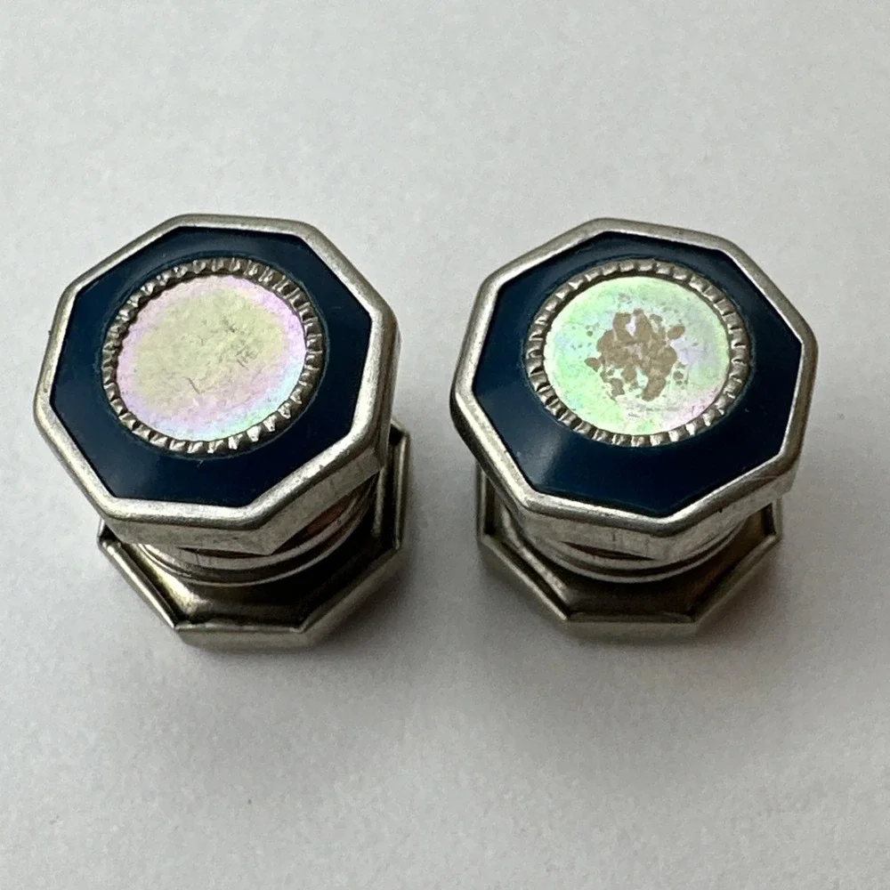 Antique Art Deco 1930s Simple Lion Brand Mother of Pearl Cufflinks